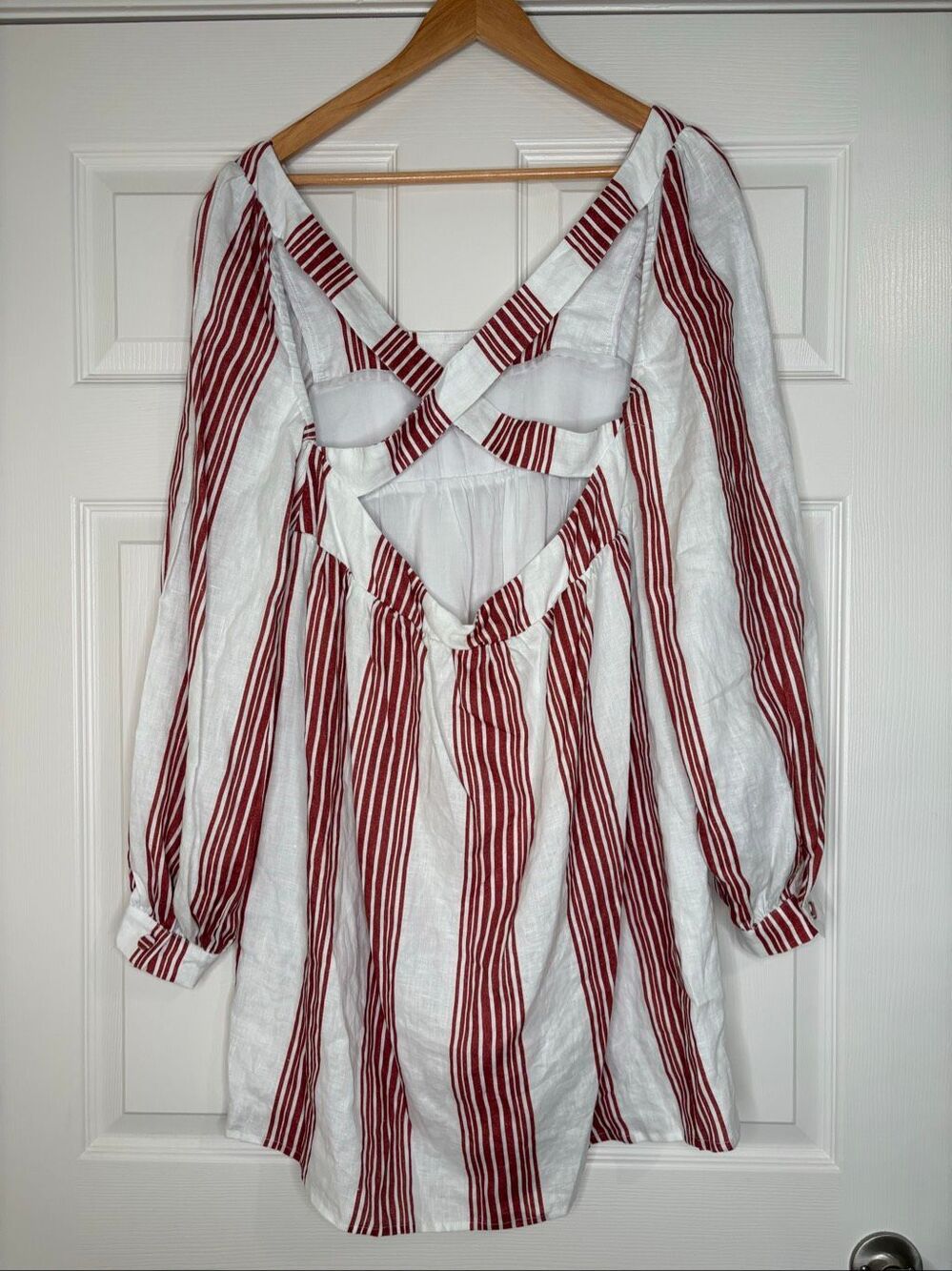 NWT Sancia Red & White Striped Mini Dress Sample Size - Picture 4 of 8